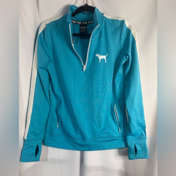Victoria's Secret Tops - PINK Blue Quarter-Zip Pullover with White Accents